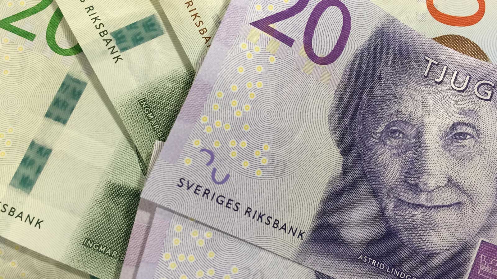 Pengar med Astrid Lindgren på.