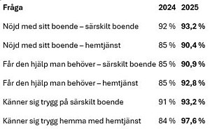 Tabell som visar resultat.